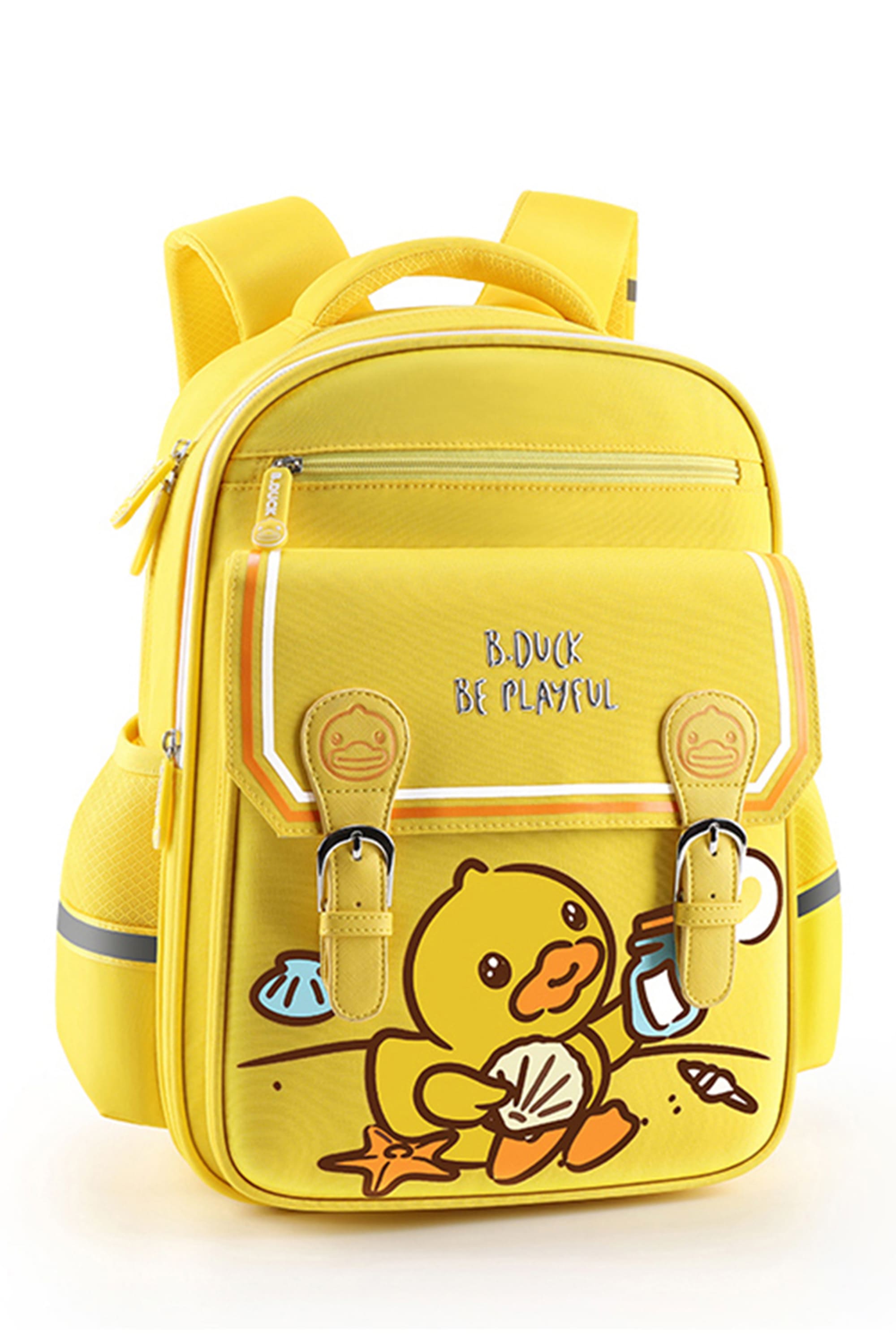 B.Duck Yellow Backpack Side Pockets Cartoon For Kids Children