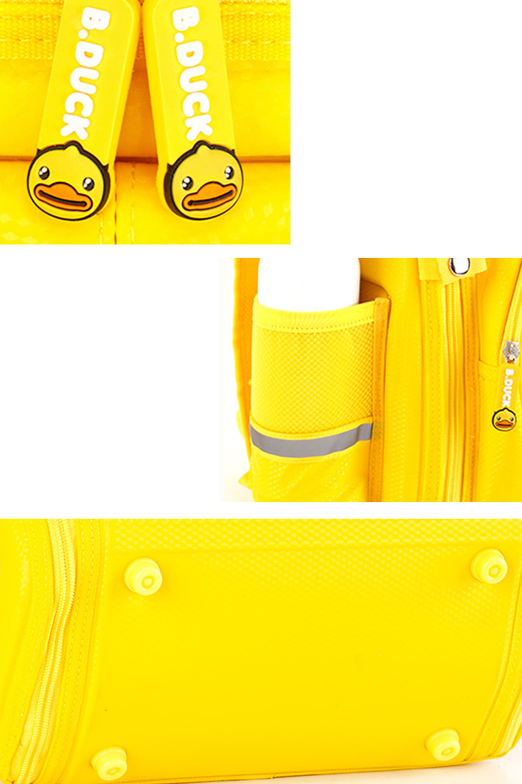 B.Duck Yellow Foldable Backpack Pockets Children Shoulder Strap