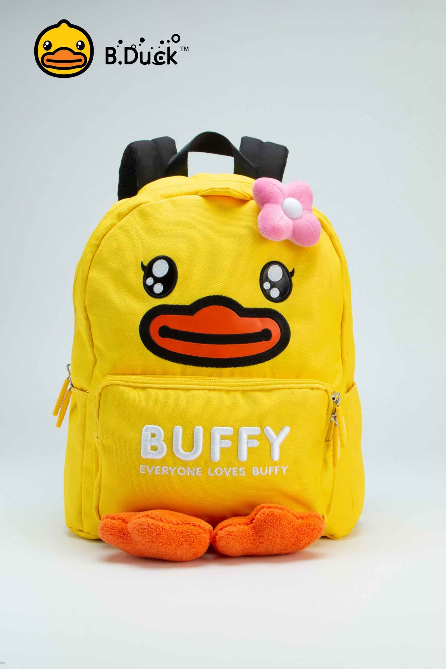 B.Duck Backpack Yellow Large For Kids Cute Plush Flower