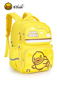 B.Duck Yellow Backpack Front Pockets For Childs Zipper Straps