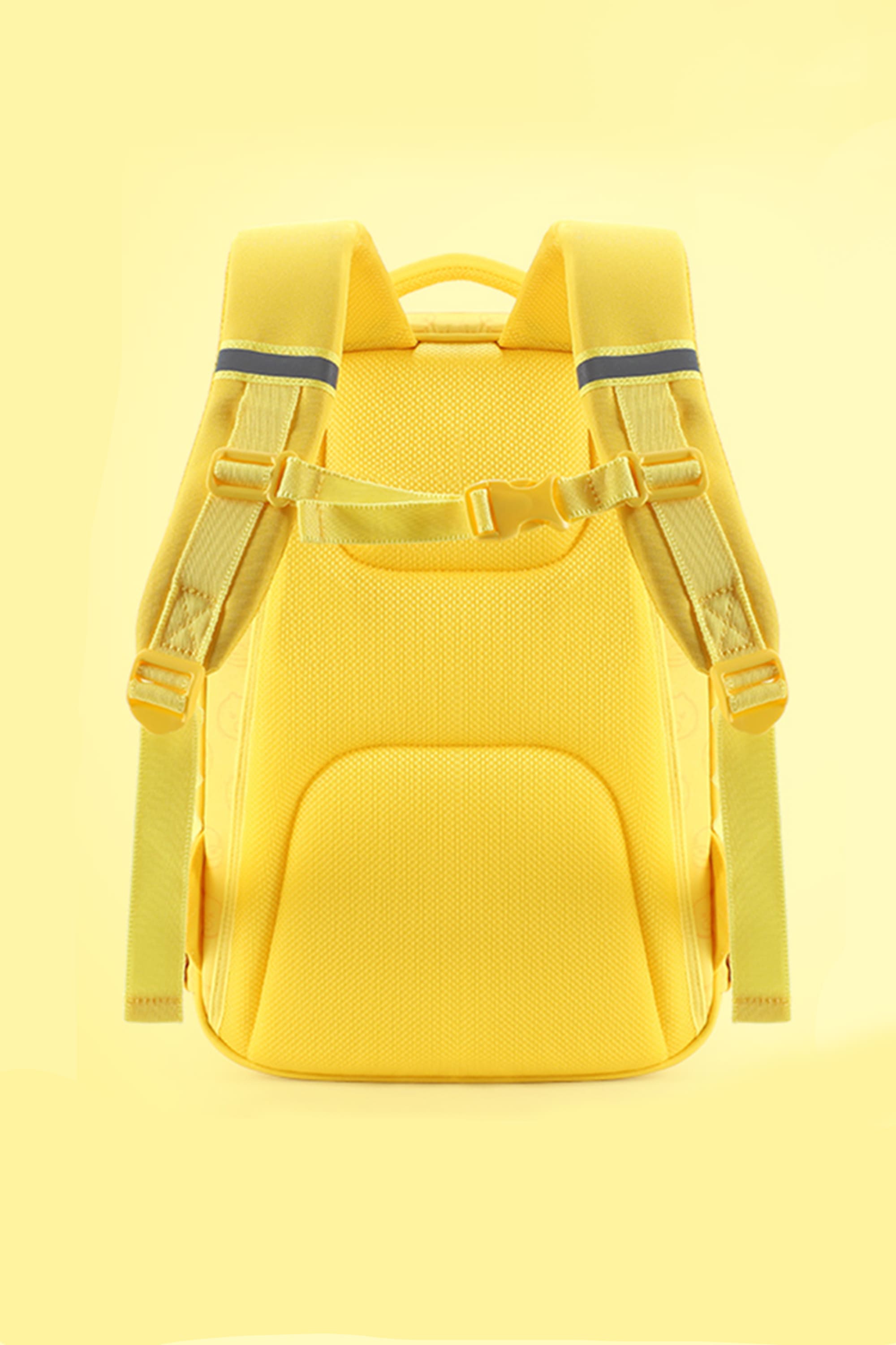 B.Duck Backpack Front Side Pockets Yellow For Children Mesh Straps