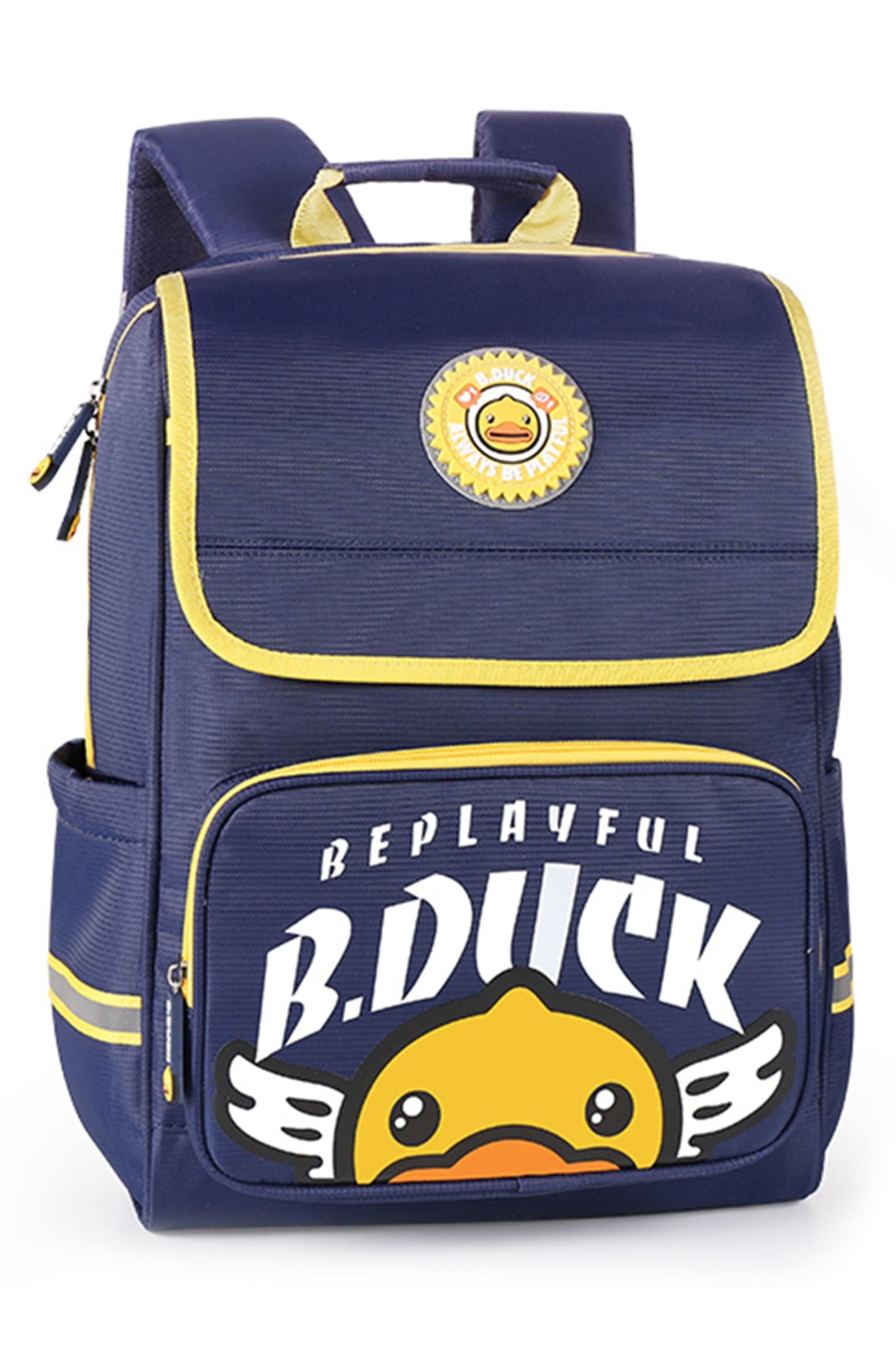 B.Duck Yellow Backpack For Children Kids Double Zipper