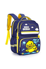 B.Duck Double Zipper Backpack Kids Side Pockets Cartoon Print