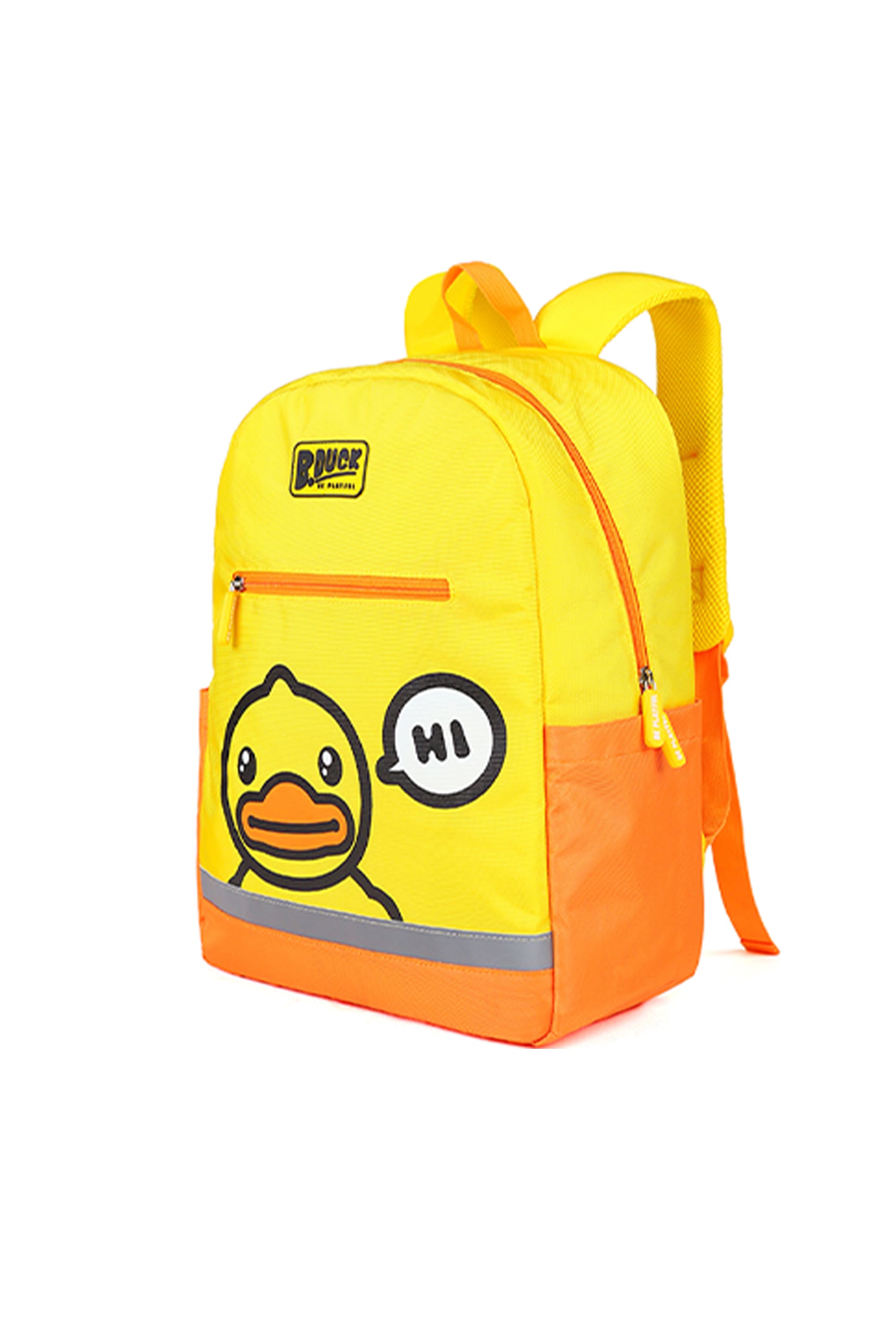 B.Duck Backpack Kids Yellow Orange Color-blocking Mesh Straps