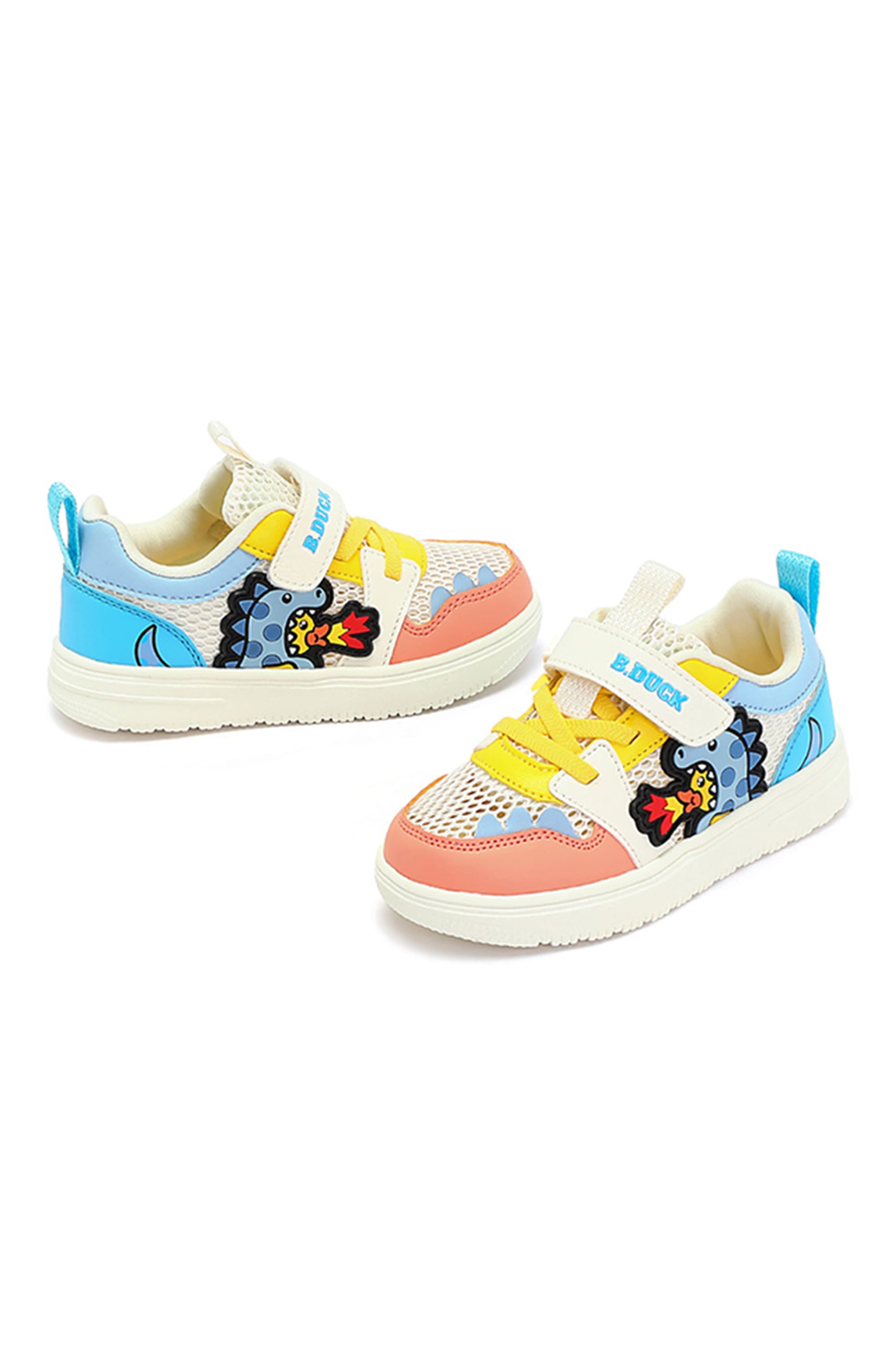 B.Duck Kids Lazy Shoes Cartoon Dinosaur Sneakers Mesh