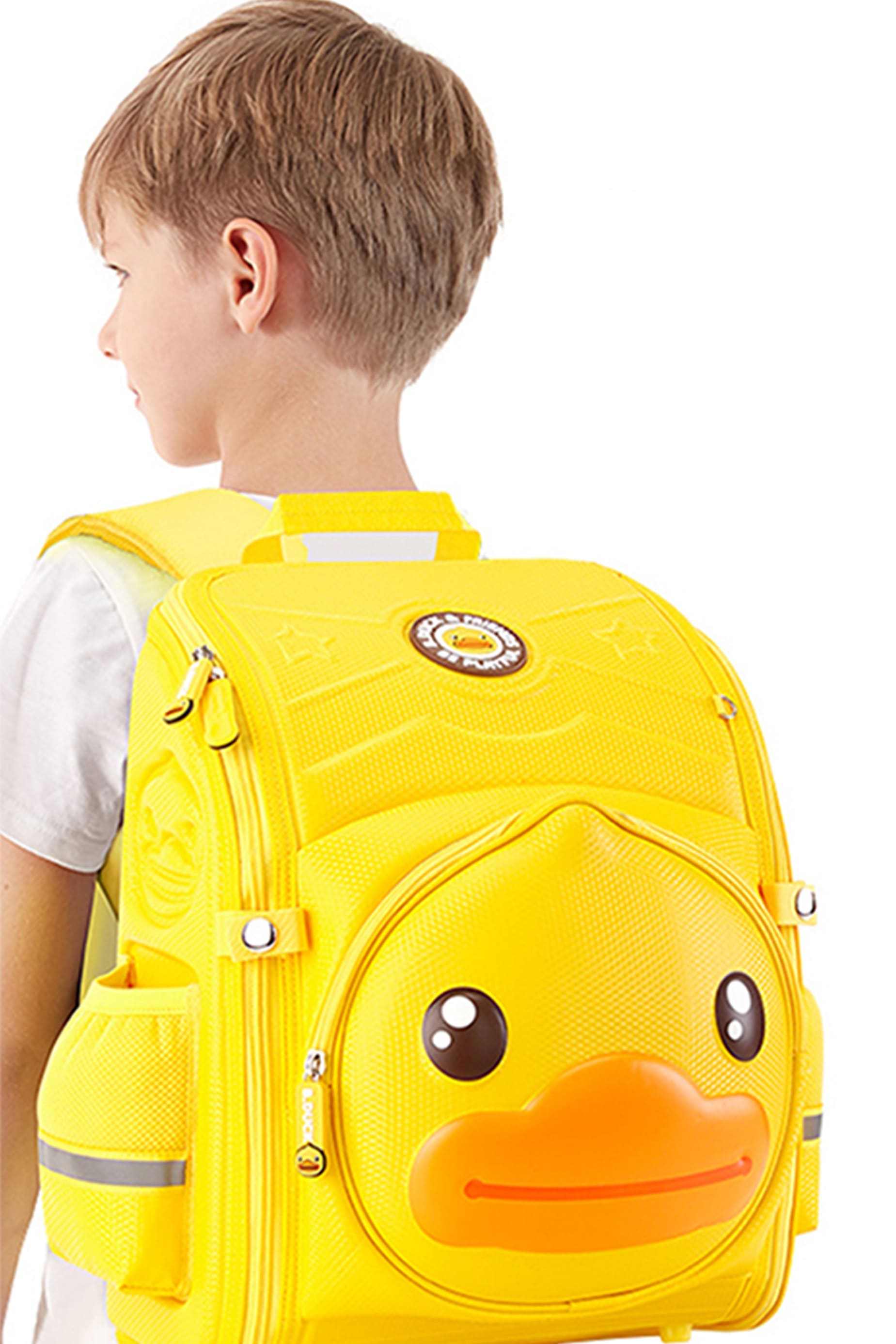 B.Duck Kids Yellow Foldable Backpack Mesh Shoulder Strap