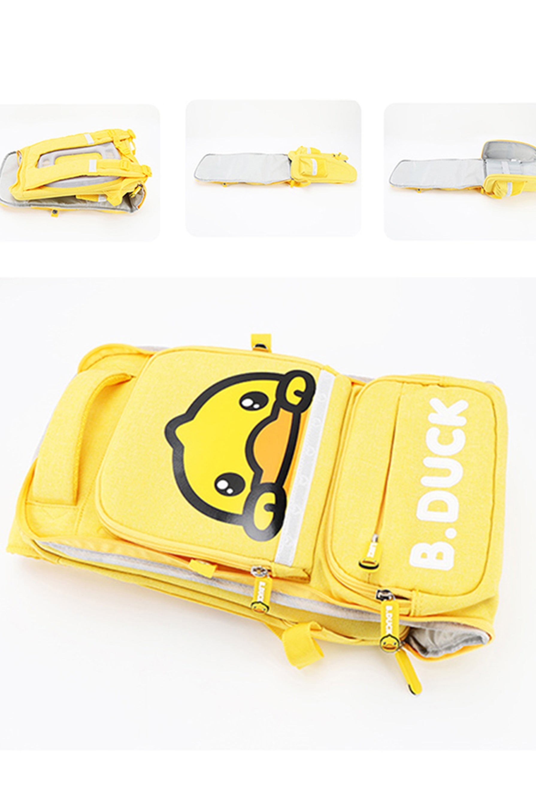 B.Duck Yellow Foldable Backpack Kids Double Shoulder Strap