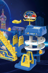 B.Duck Space-Theme Play Set Toy Spiral Slide Electric Step Ladder Flashing Lighthouse