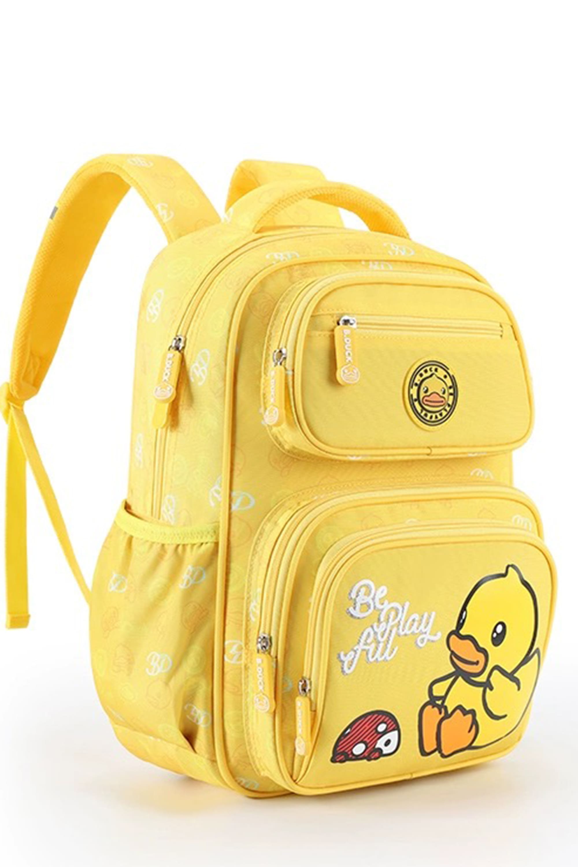 B.Duck Backpack For Children Yellow Cartoon Two-way Zipper