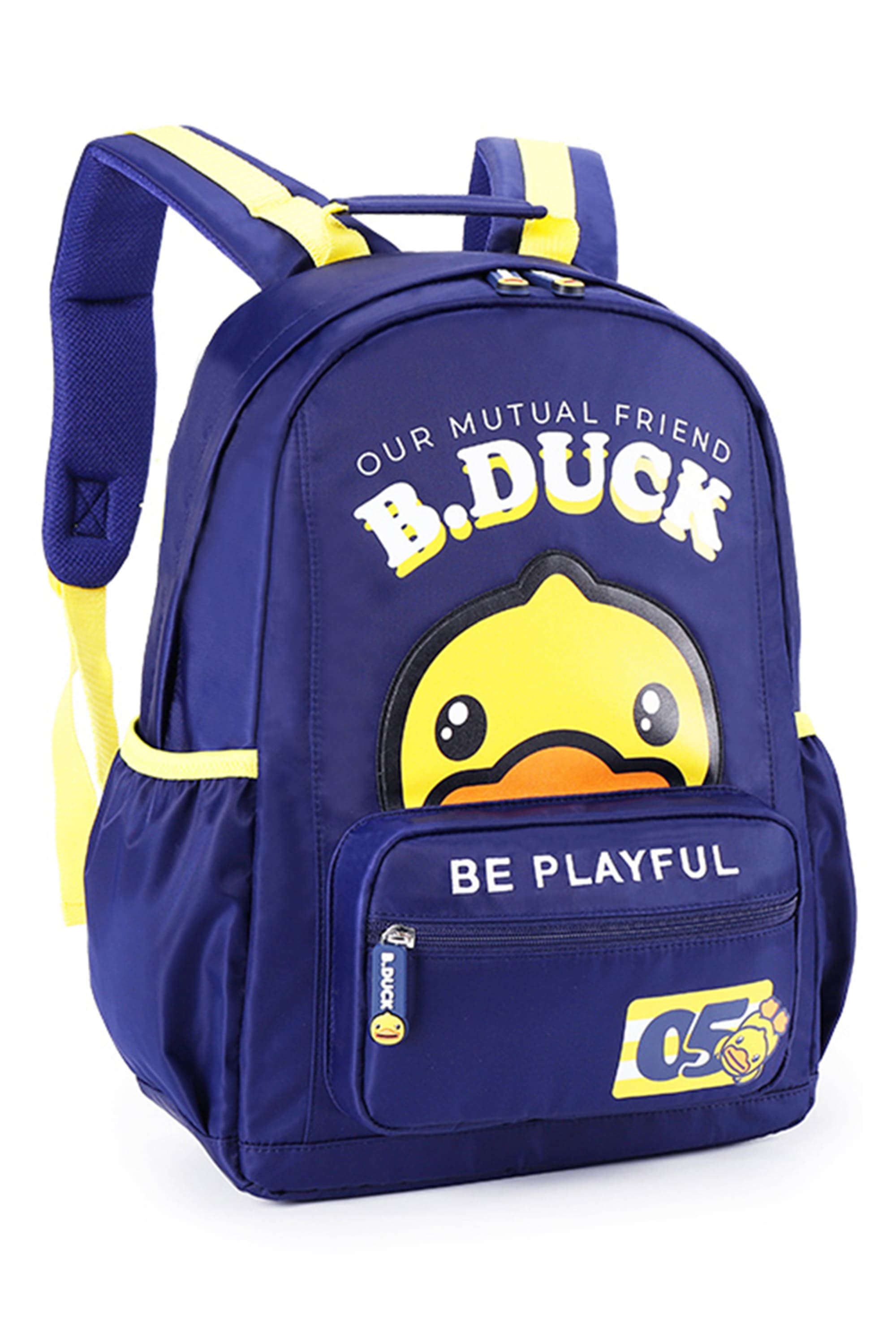 B.Duck Color-blocking Backpack Kids Side Pockets Cartoon