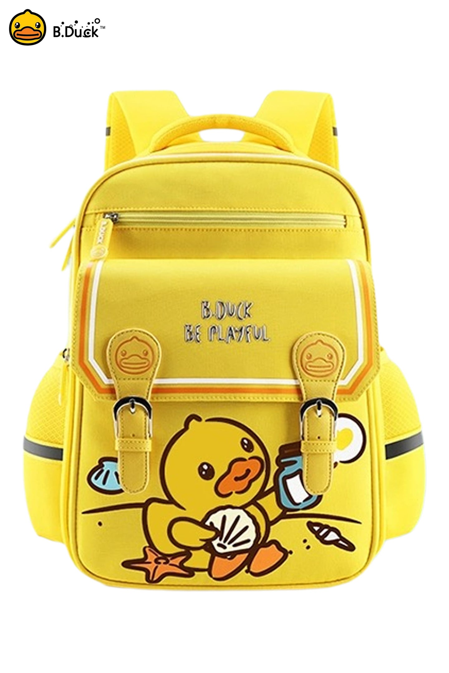 B.Duck Yellow Backpack Side Pockets Cartoon For Kids Children