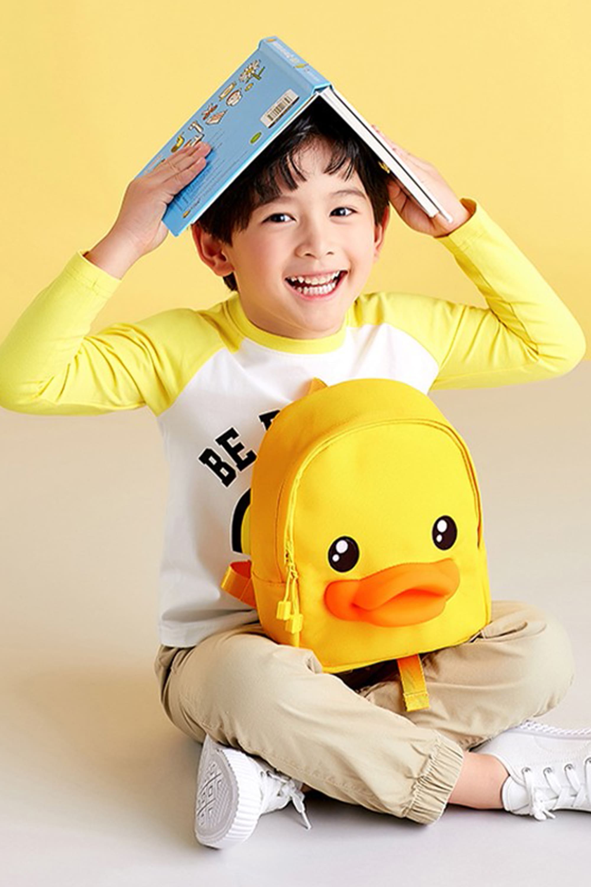 B.Duck Yellow 3D Duchbill Shape Backpack Children Two-way Zipper