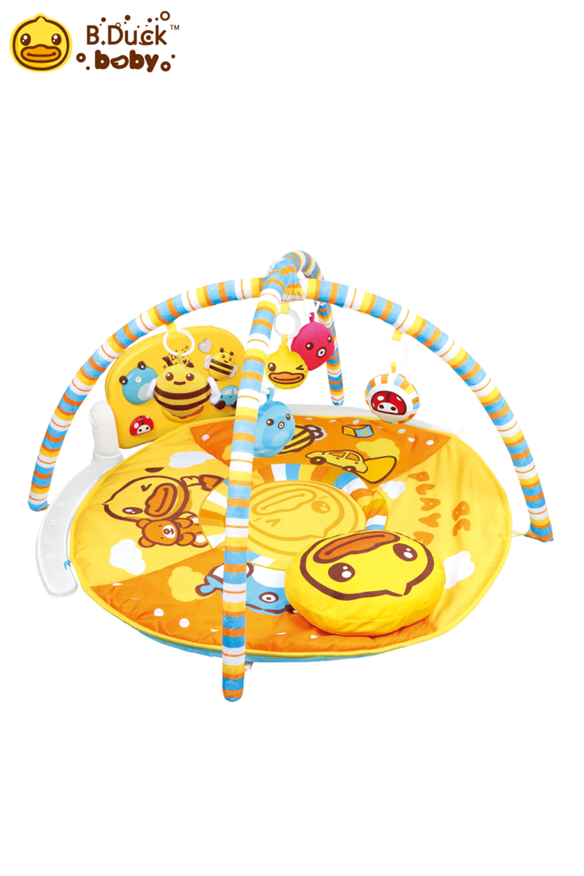 B.Duck Piano Gym Baby Kick Play Mat Activity with Music Light