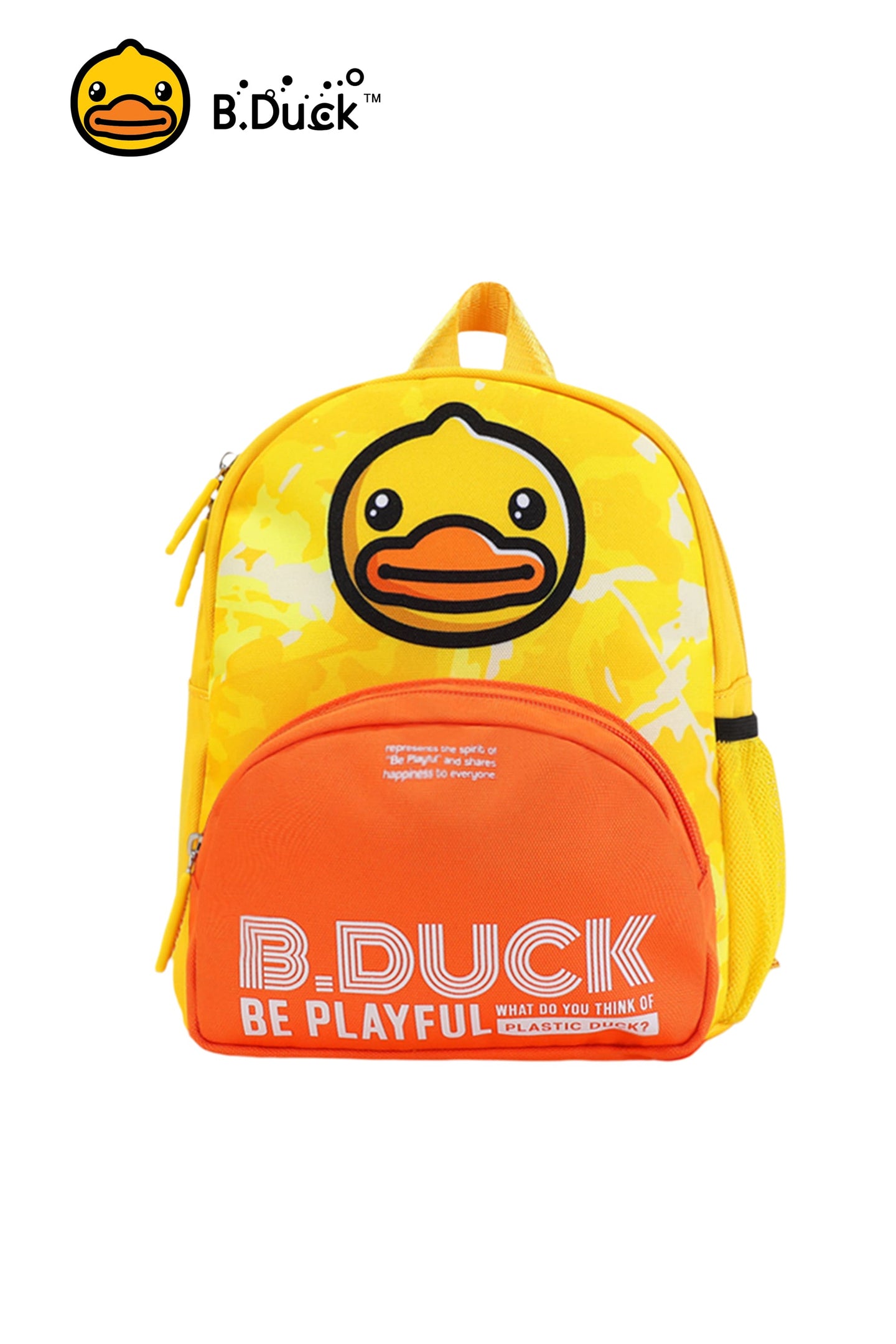 B.Duck Yellow Orange Color-blocking Backpack For Kids