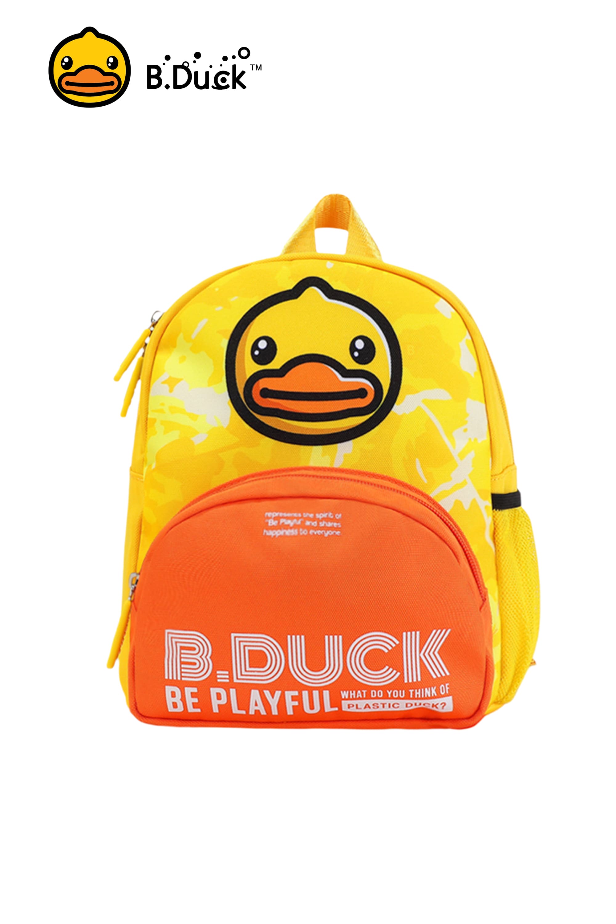 B.Duck Yellow Orange Color-blocking Backpack For Kids