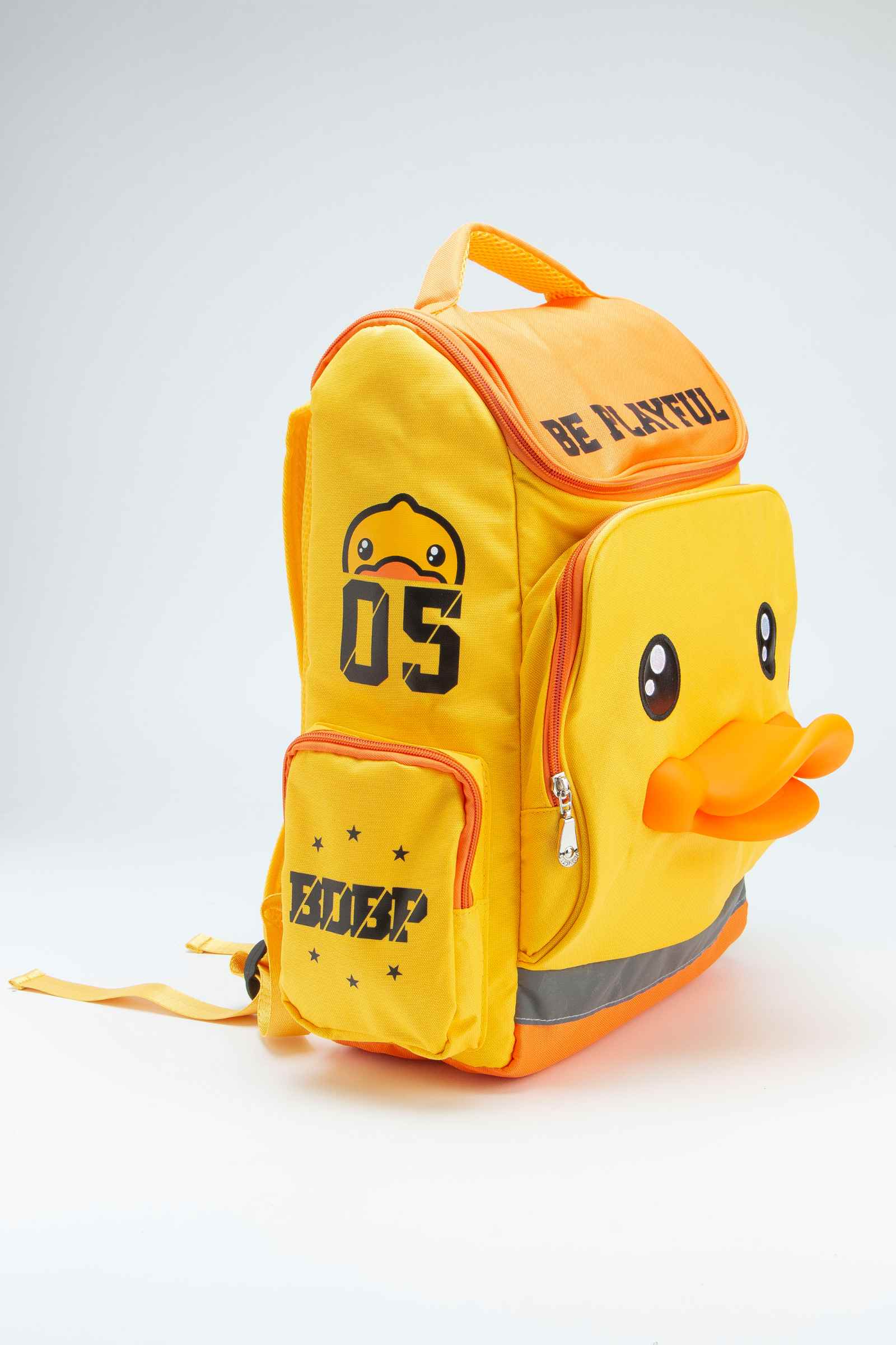 B.Duck Yellow Backpack Handle For Kids Pockets Cute Patterns