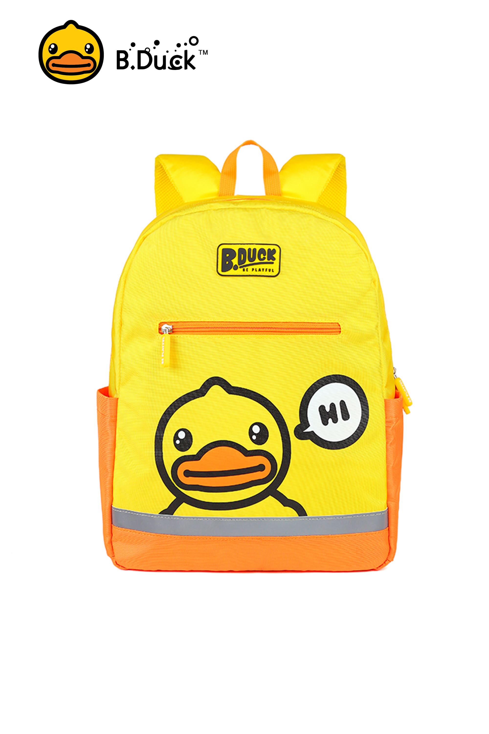 B.Duck Backpack Kids Yellow Orange Color-blocking Mesh Straps